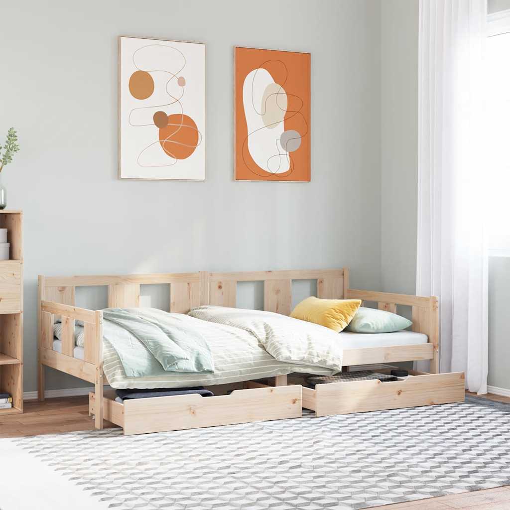 Daybed with Drawers without Mattress 90x190 cm Single Solid Wood - Bargainia.com - 