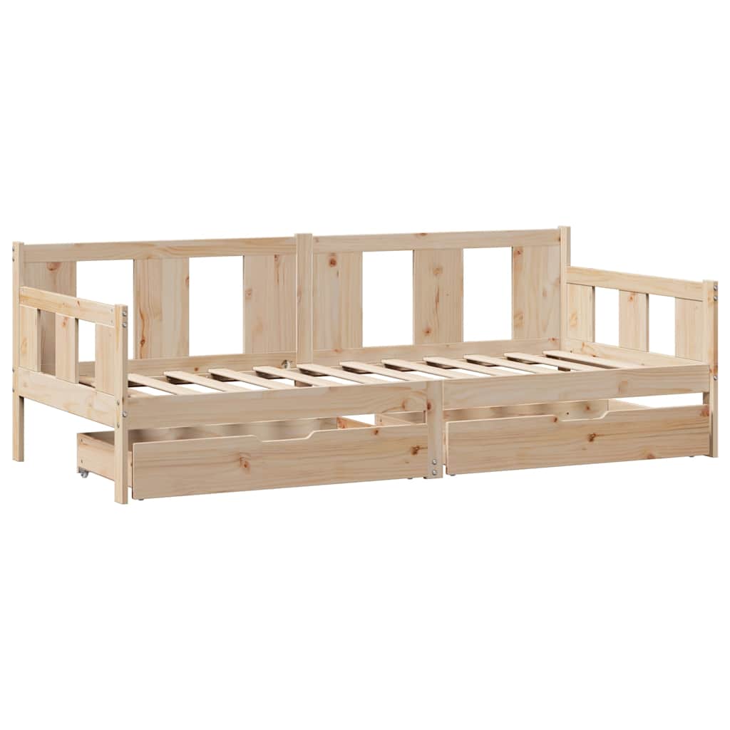 Daybed with Drawers without Mattress 90x190 cm Single Solid Wood - Bargainia.com - 