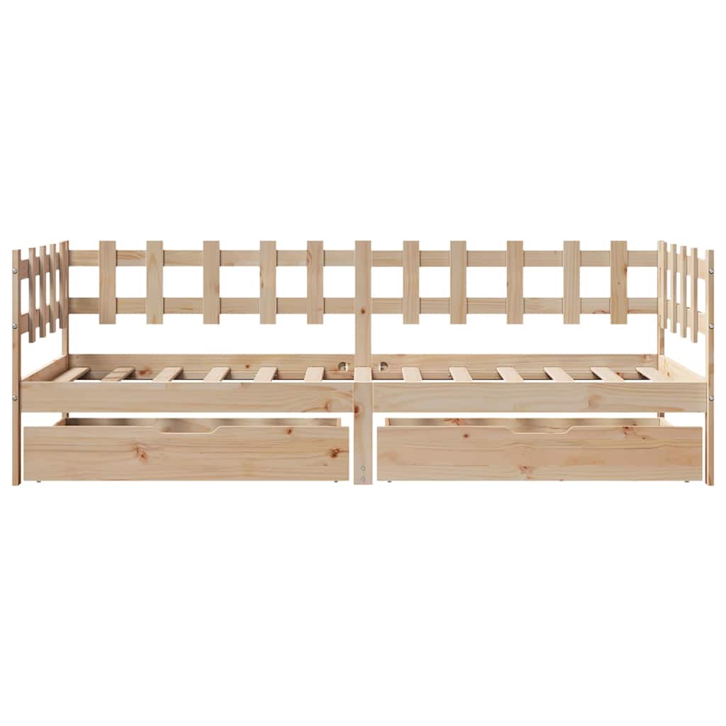 Daybed with Drawers without Mattress 90x190 cm Single Solid Wood - Bargainia.com - 