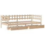 Daybed with Drawers without Mattress 90x190 cm Single Solid Wood - Bargainia.com - 