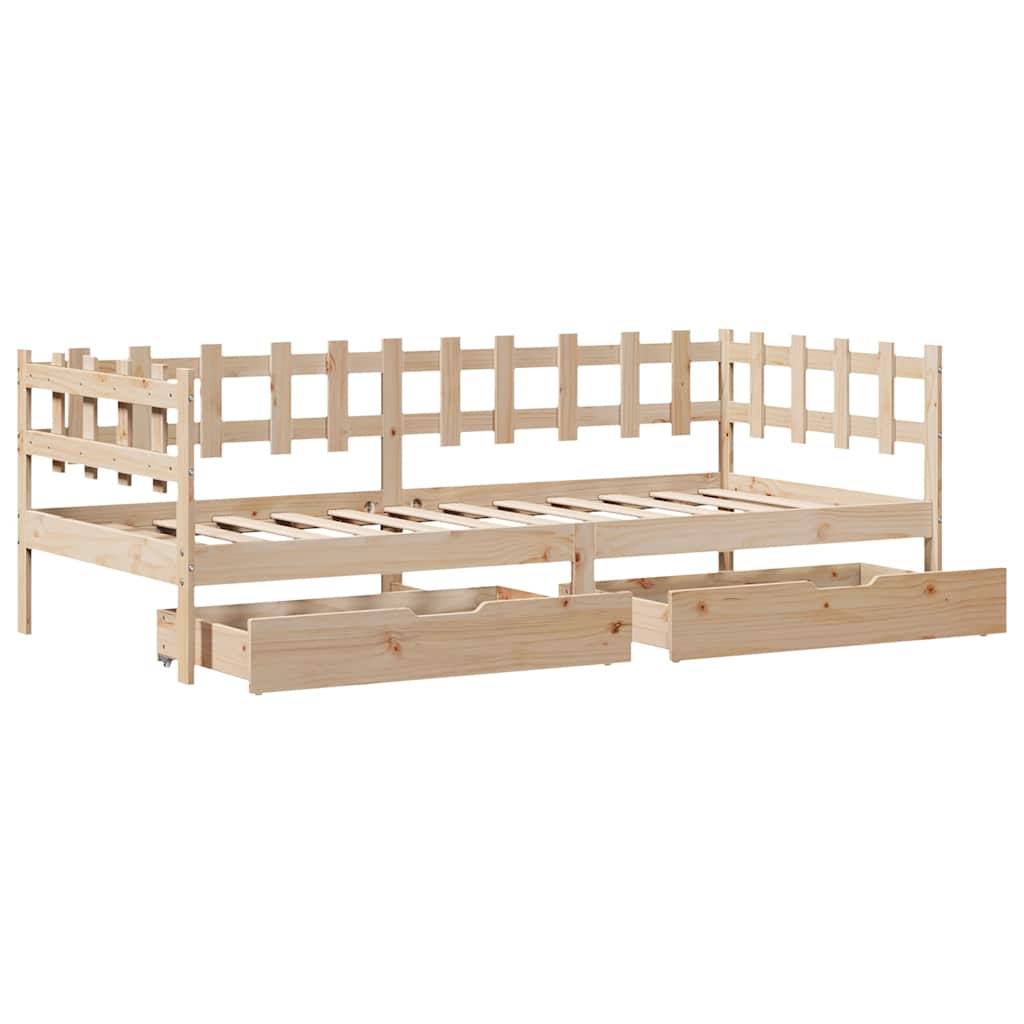 Daybed with Drawers without Mattress 90x190 cm Single Solid Wood - Bargainia.com - 