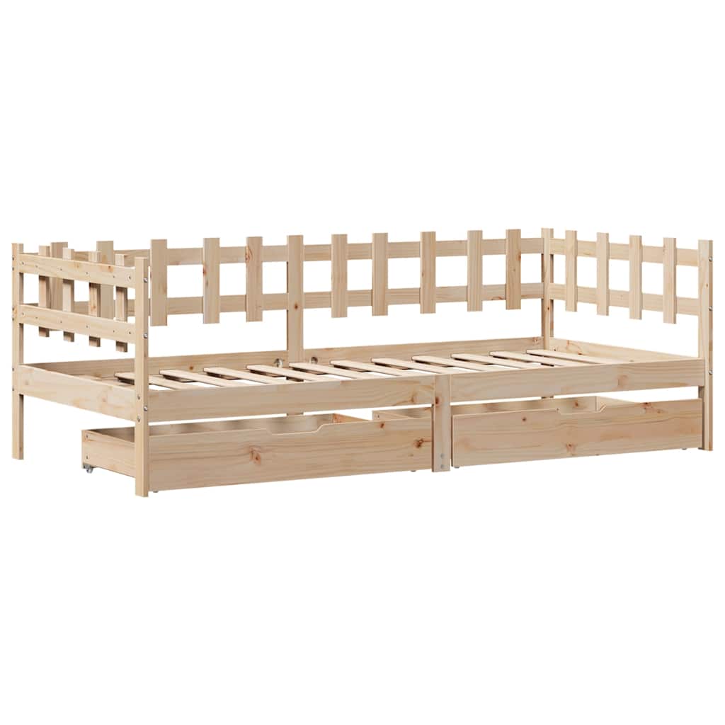 Daybed with Drawers without Mattress 90x190 cm Single Solid Wood - Bargainia.com - 