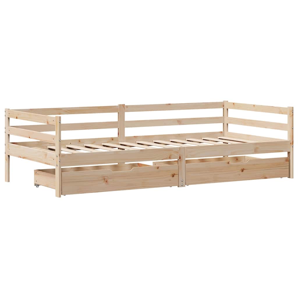 Daybed with Drawers without Mattress 90x200 cm Solid Wood - Bargainia.com - 