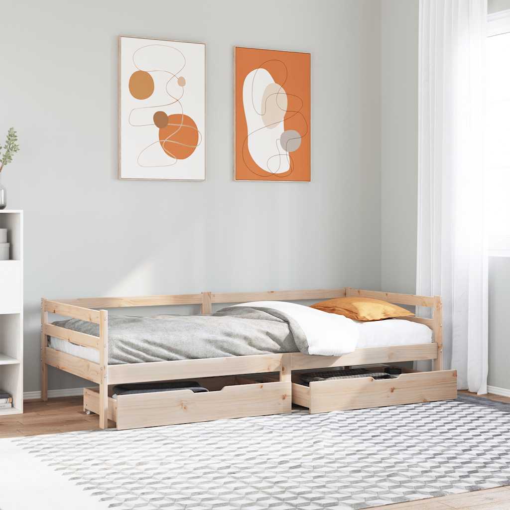 Daybed with Drawers without Mattress 90x200 cm Solid Wood - Bargainia.com - 