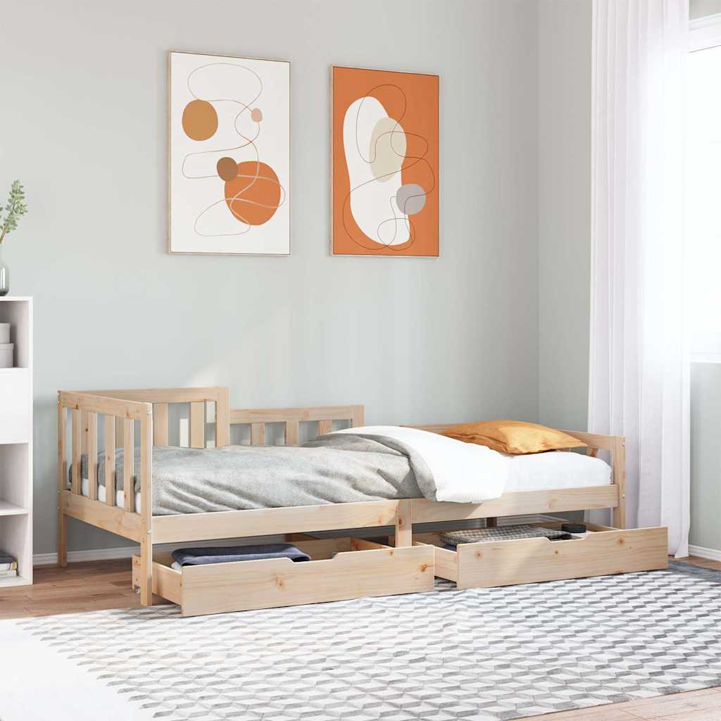 Daybed with Drawers without Mattress 90x200 cm Solid Wood - Bargainia.com - 