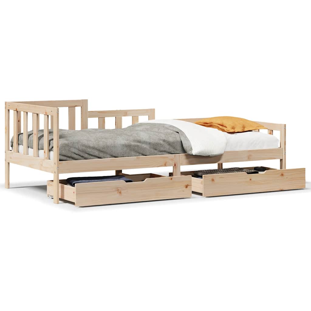 Daybed with Drawers without Mattress 90x200 cm Solid Wood - Bargainia.com - 