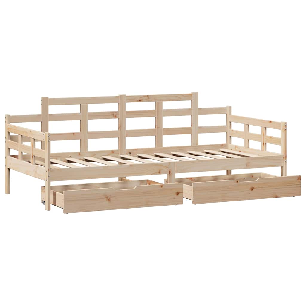 Daybed with Drawers without Mattress 90x200 cm Solid Wood - Bargainia.com - 