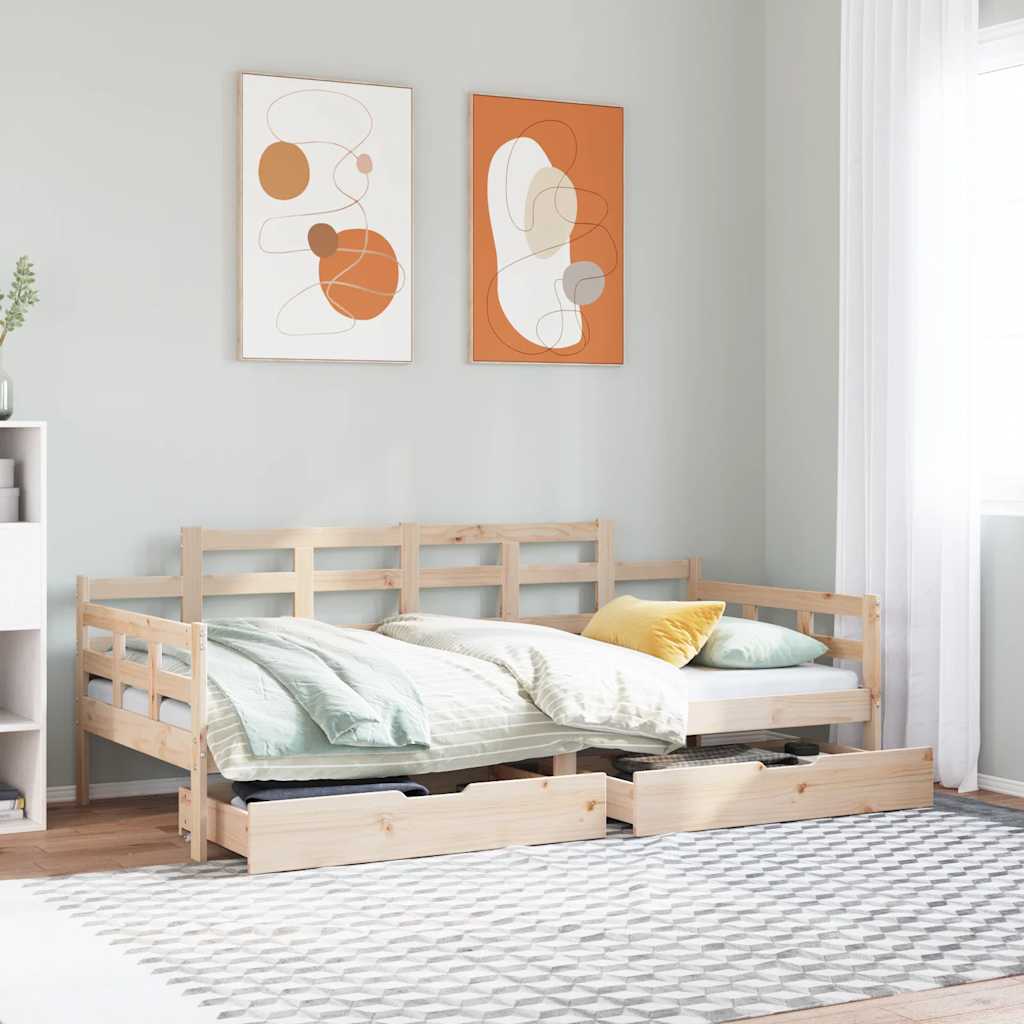 Daybed with Drawers without Mattress 90x200 cm Solid Wood - Bargainia.com - 