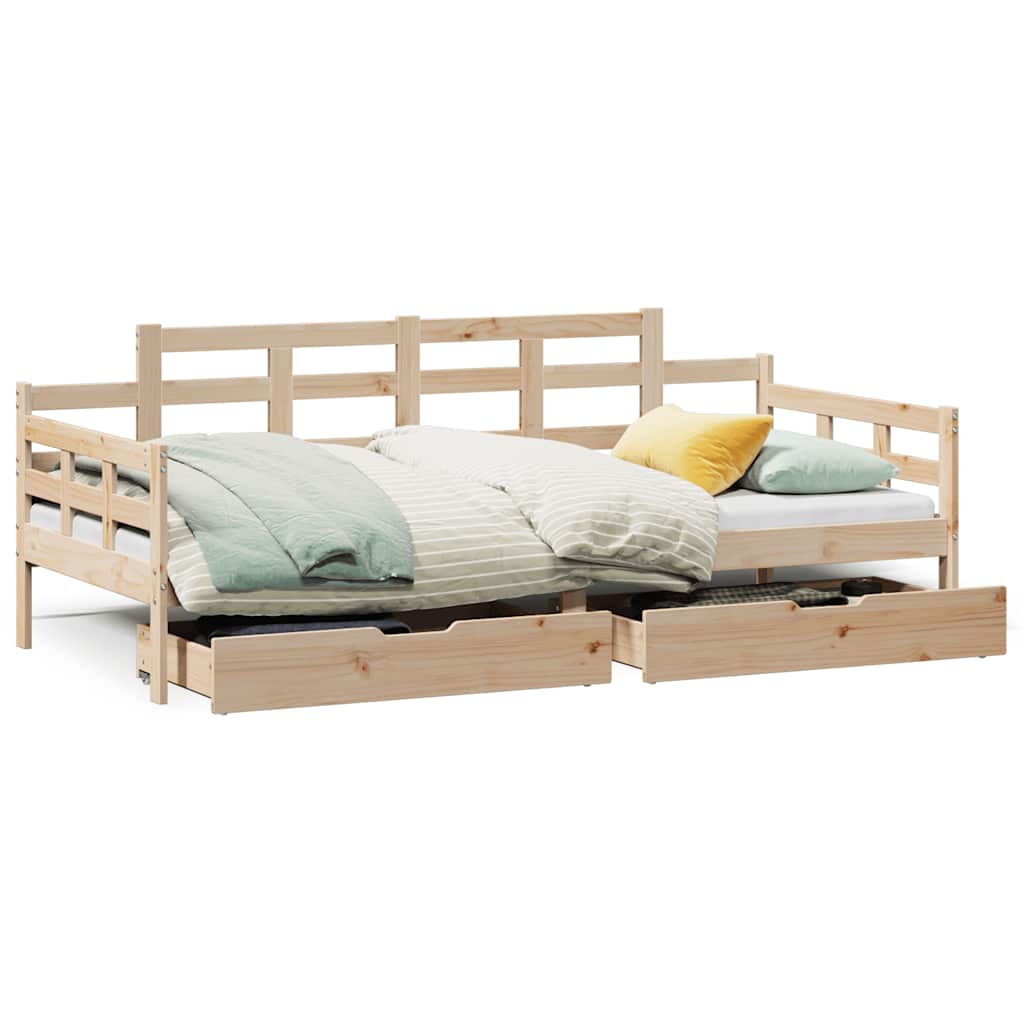 Daybed with Drawers without Mattress 90x200 cm Solid Wood - Bargainia.com - 