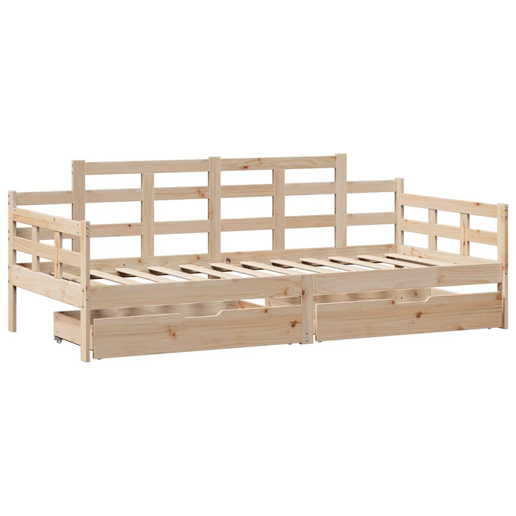 Daybed with Drawers without Mattress 90x200 cm Solid Wood - Bargainia.com - 