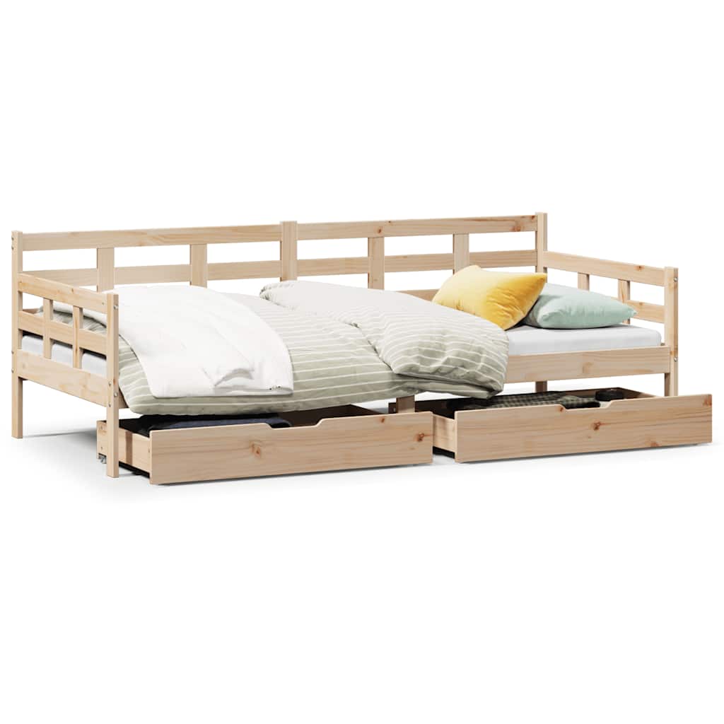 Daybed with Drawers without Mattress 90x200 cm Solid Wood - Bargainia.com - 