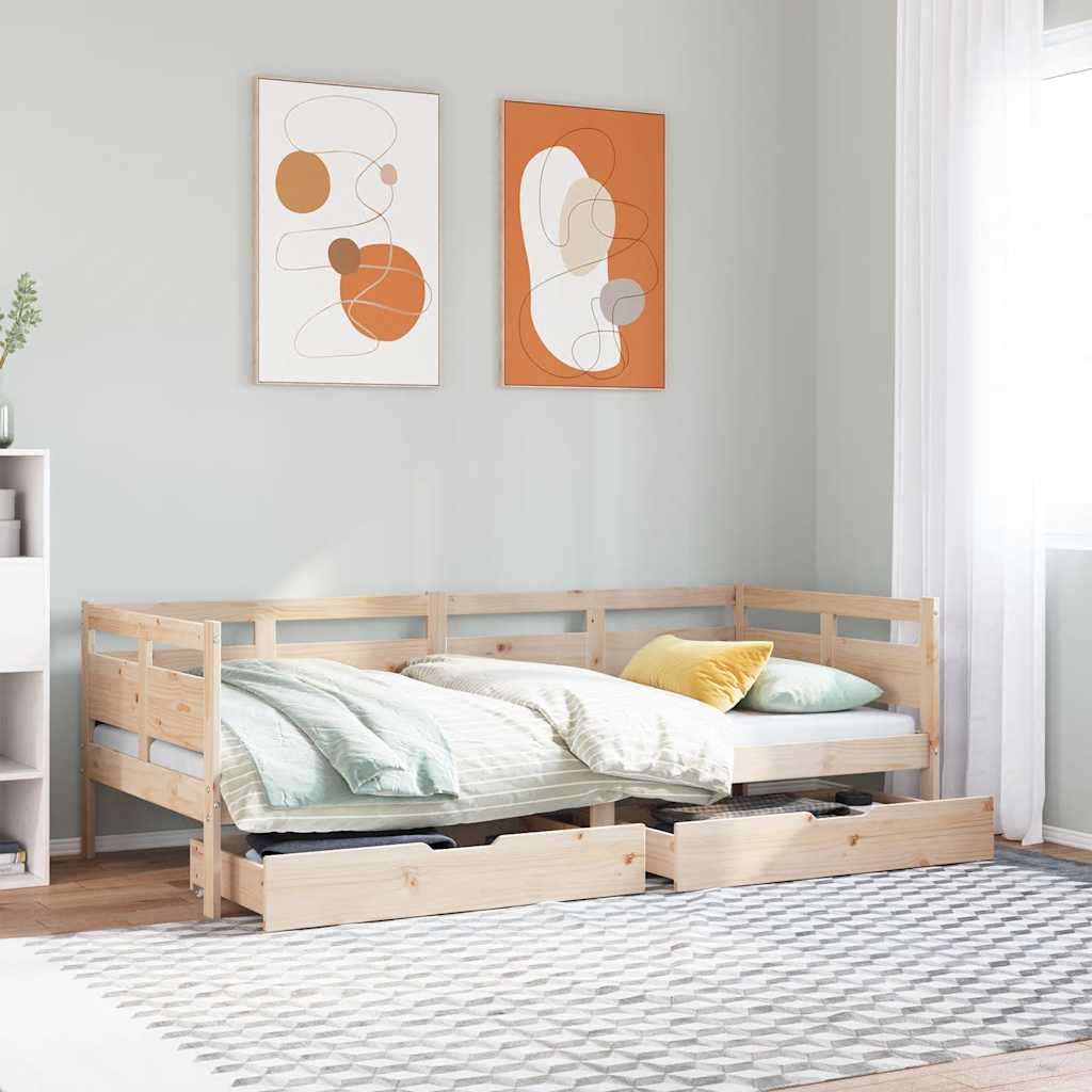 Daybed with Drawers without Mattress 90x200 cm Solid Wood - Bargainia.com - 
