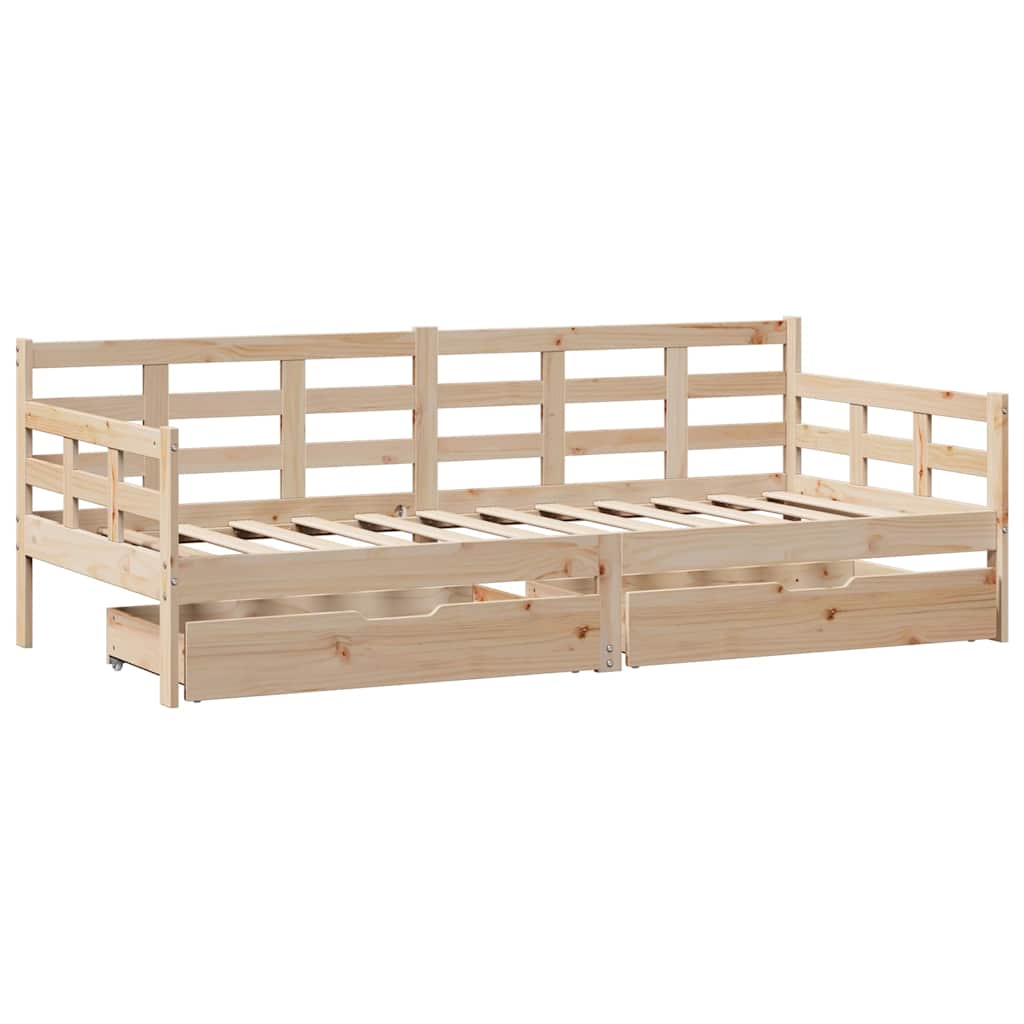 Daybed with Drawers without Mattress 90x200 cm Solid Wood - Bargainia.com - 