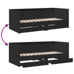Daybed with Drawers without Mattress Black 100x200 cm - Bargainia.com - 