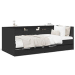Daybed with Drawers without Mattress Black 100x200 cm - Bargainia.com - 