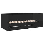 Daybed with Drawers without Mattress Black 100x200 cm - Bargainia.com - 