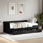 Daybed with Drawers without Mattress Black 75x190 cm Small Single - Bargainia.com - 