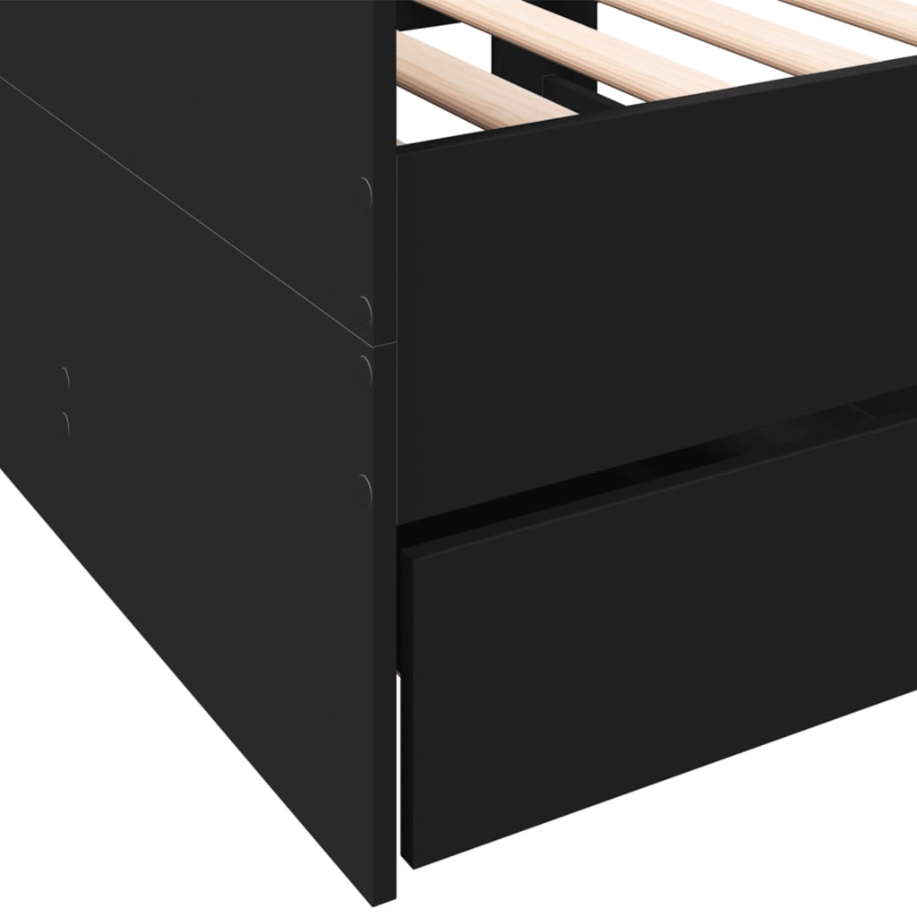 Daybed with Drawers without Mattress Black 75x190 cm Small Single - Bargainia.com - 
