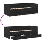 Daybed with Drawers without Mattress Black 75x190 cm Small Single - Bargainia.com - 