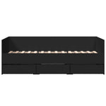 Daybed with Drawers without Mattress Black 75x190 cm Small Single - Bargainia.com - 