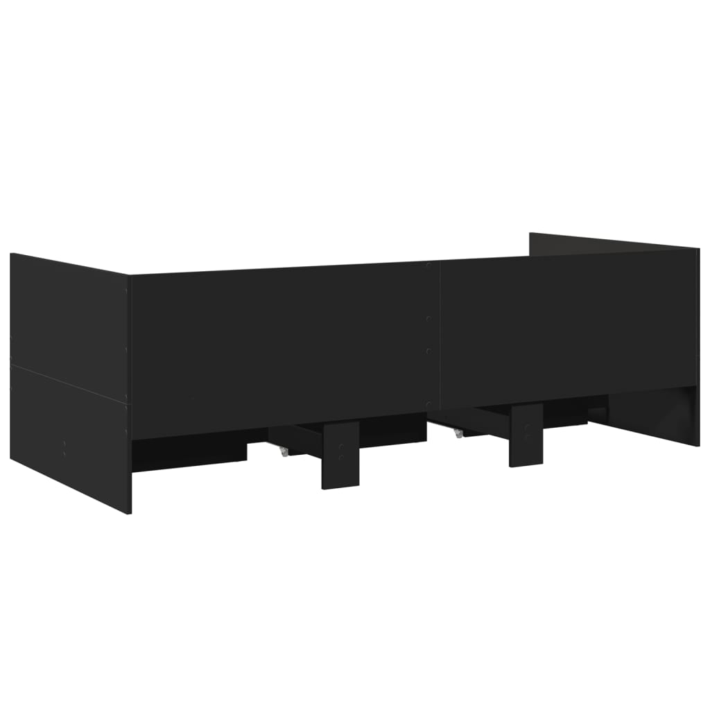 Daybed with Drawers without Mattress Black 90x200 cm - Bargainia.com - 