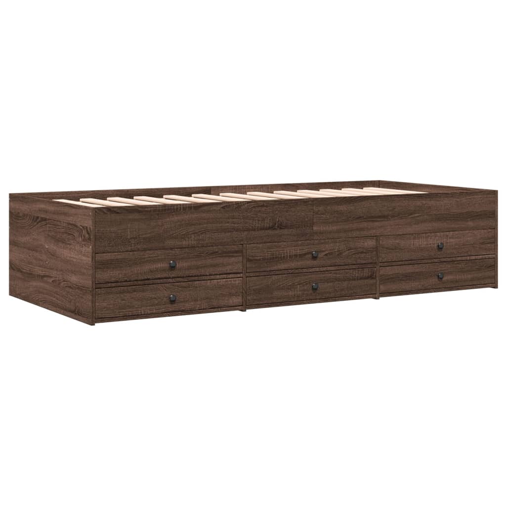 Daybed with Drawers without Mattress Brown Oak 100x200 cm - Bargainia.com - 