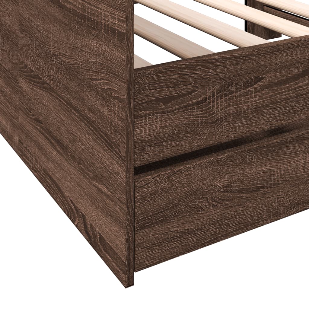 Daybed with Drawers without Mattress Brown Oak 75x190 cm Small Single - Bargainia.com - 