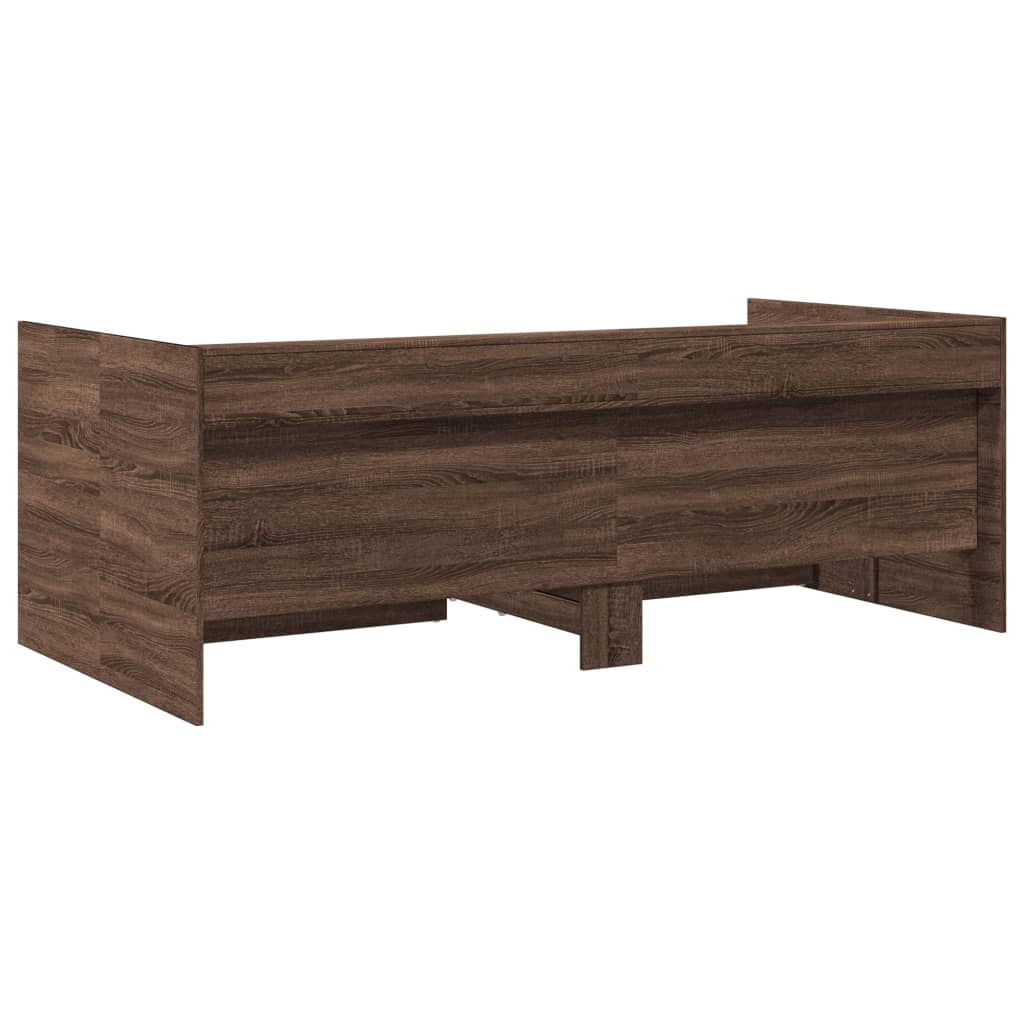 Daybed with Drawers without Mattress Brown Oak 75x190 cm Small Single - Bargainia.com - 