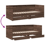 Daybed with Drawers without Mattress Brown Oak 75x190 cm Small Single - Bargainia.com - 