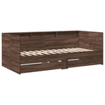 Daybed with Drawers without Mattress Brown Oak 75x190 cm Small Single - Bargainia.com - 