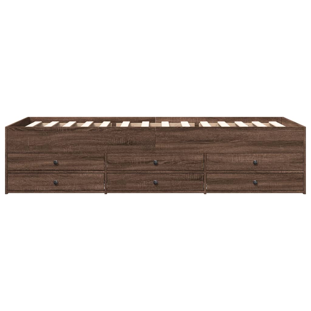 Daybed with Drawers without Mattress Brown Oak 75x190 cm Small Single - Bargainia.com - 