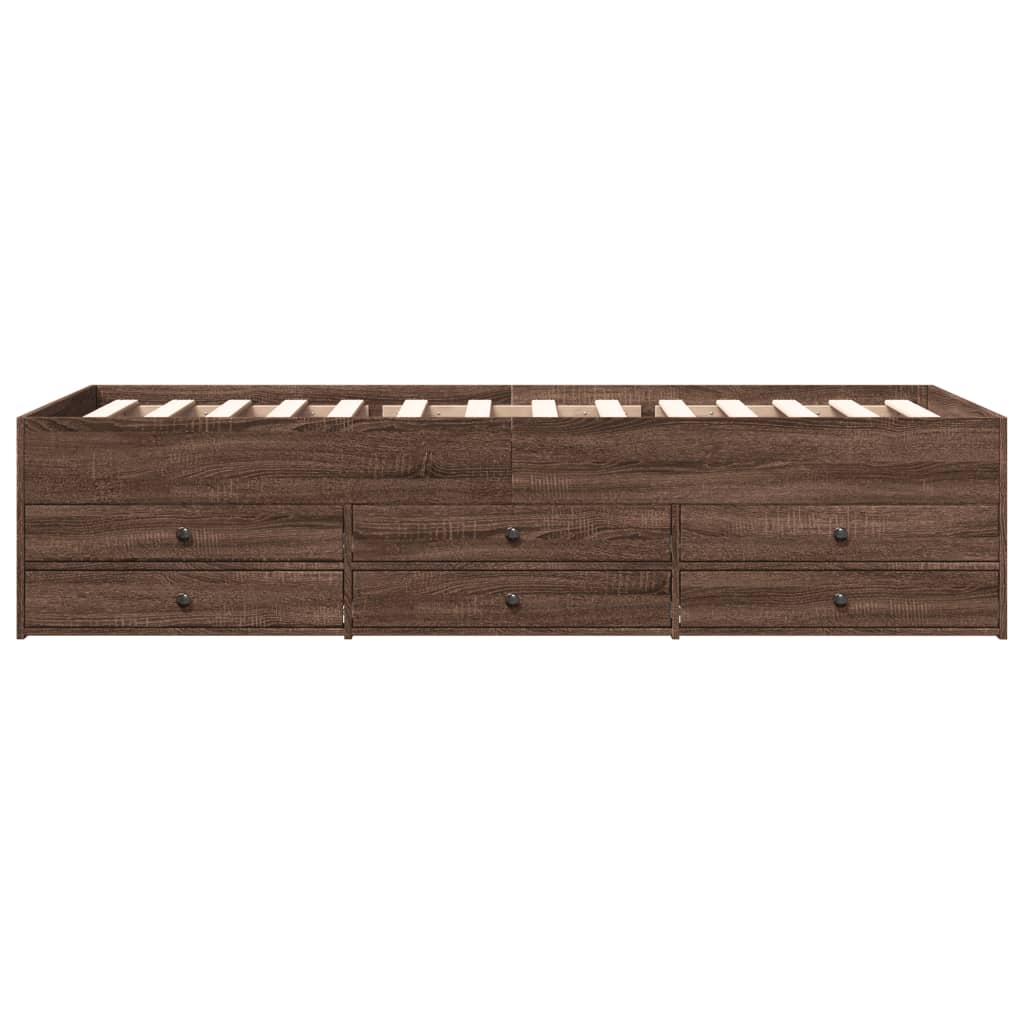 Daybed with Drawers without Mattress Brown Oak 90x200 cm - Bargainia.com - 