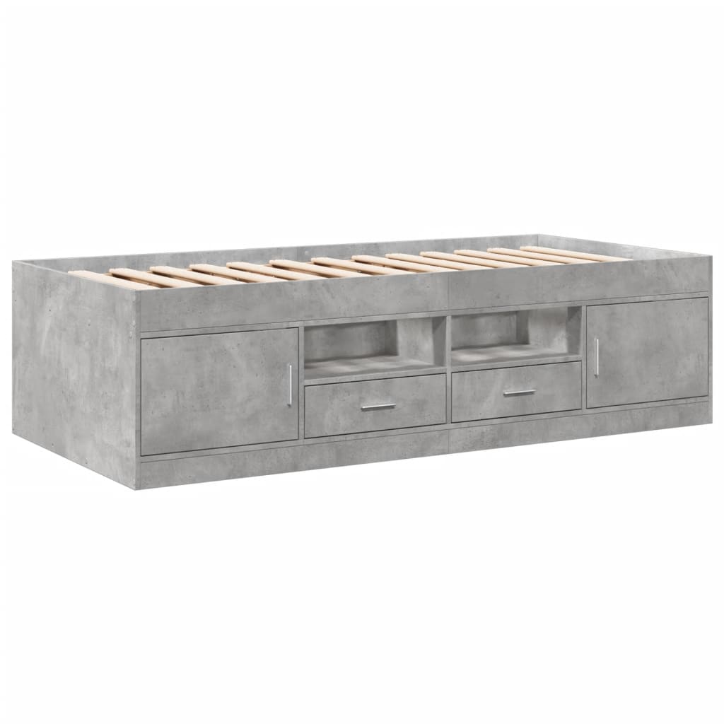 Daybed with Drawers without Mattress Concrete Grey 100x200 cm - Bargainia.com - 