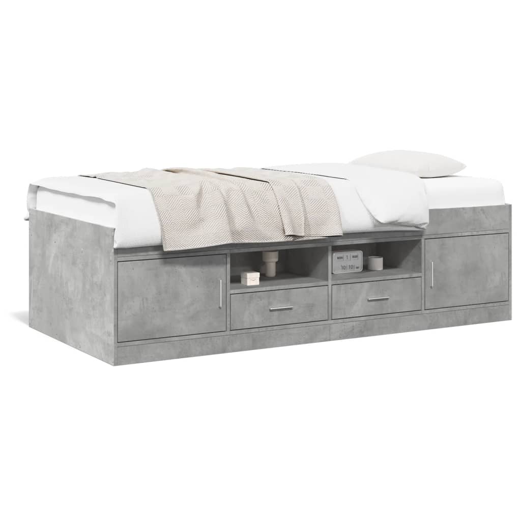 Daybed with Drawers without Mattress Concrete Grey 100x200 cm - Bargainia.com - 