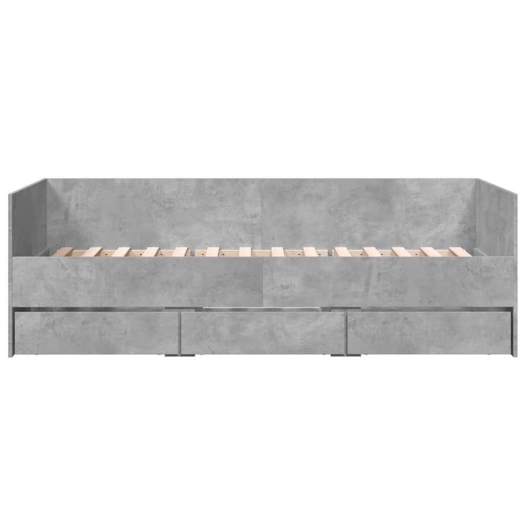 Daybed with Drawers without Mattress Concrete Grey 100x200 cm - Bargainia.com - 