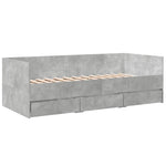 Daybed with Drawers without Mattress Concrete Grey 100x200 cm - Bargainia.com - 