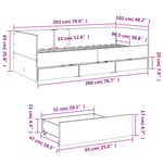 Daybed with Drawers without Mattress Concrete Grey 100x200 cm - Bargainia.com - 