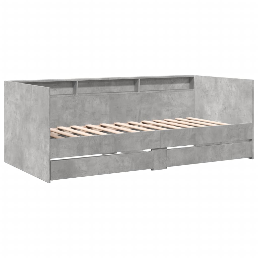 Daybed with Drawers without Mattress Concrete Grey 100x200 cm - Bargainia.com - 