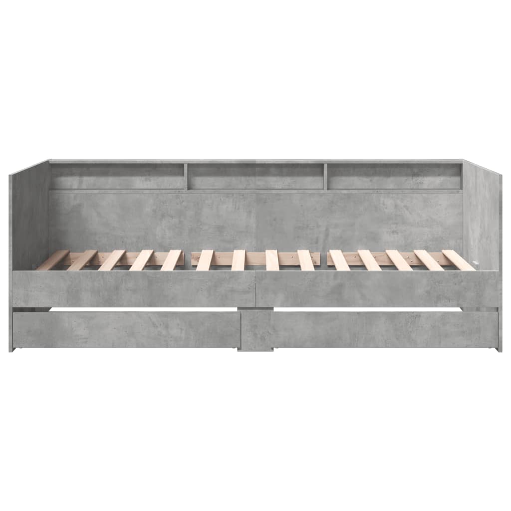 Daybed with Drawers without Mattress Concrete Grey 100x200 cm - Bargainia.com - 