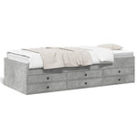 Daybed with Drawers without Mattress Concrete Grey 100x200 cm - Bargainia.com - 