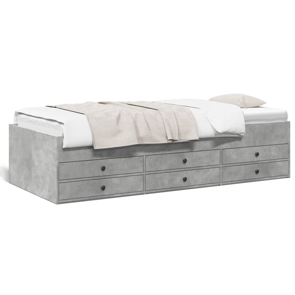 Daybed with Drawers without Mattress Concrete Grey 100x200 cm - Bargainia.com - 