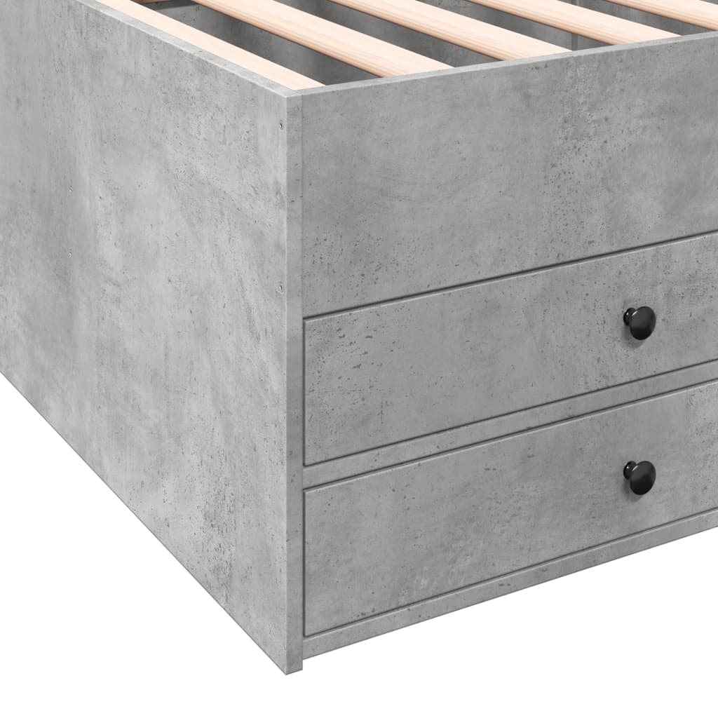 Daybed with Drawers without Mattress Concrete Grey 100x200 cm - Bargainia.com - 