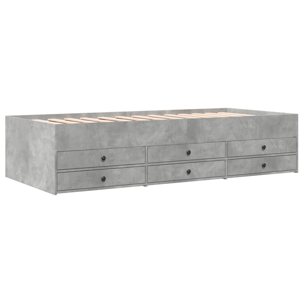 Daybed with Drawers without Mattress Concrete Grey 100x200 cm - Bargainia.com - 