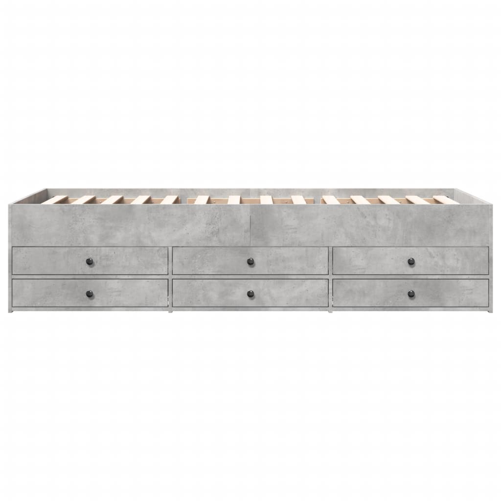 Daybed with Drawers without Mattress Concrete Grey 100x200 cm - Bargainia.com - 