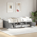 Daybed with Drawers without Mattress Concrete Grey 75x190 cm Small Single - Bargainia.com - 