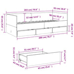 Daybed with Drawers without Mattress Concrete Grey 90x200 cm - Bargainia.com - 