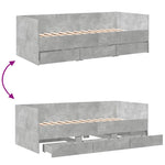 Daybed with Drawers without Mattress Concrete Grey 90x200 cm - Bargainia.com - 