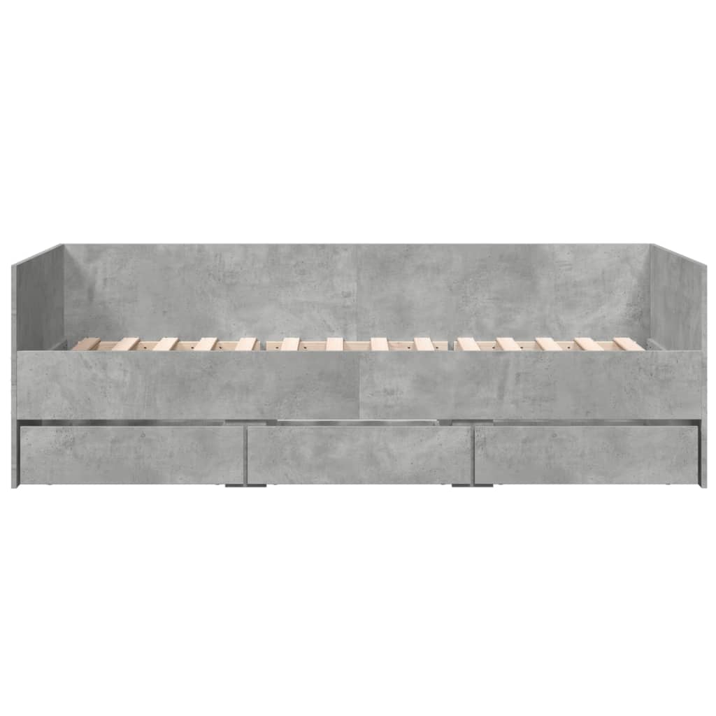 Daybed with Drawers without Mattress Concrete Grey 90x200 cm - Bargainia.com - 