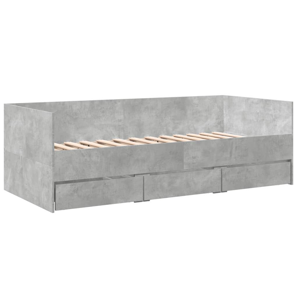 Daybed with Drawers without Mattress Concrete Grey 90x200 cm - Bargainia.com - 