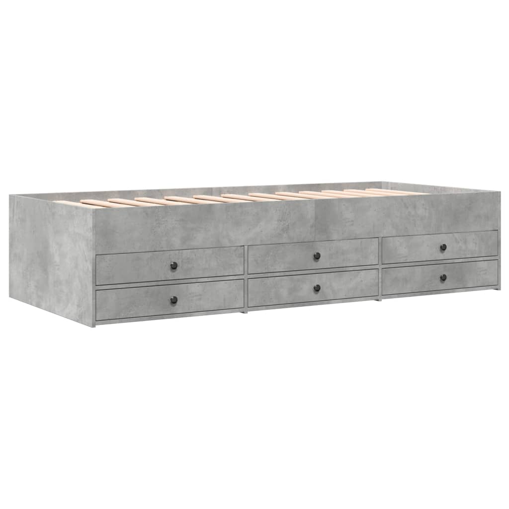 Daybed with Drawers without Mattress Concrete Grey 90x200 cm - Bargainia.com - 
